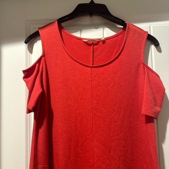 Soft Surroundings Coral Cold Shoulder Swing Dress w/Pockets Casual Size Small - Picture 7 of 9